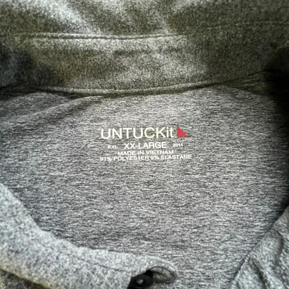 UNTUCKit Polo Shirt Mens XXL Gray Short Sleeve Stretch Performance‎ Heathered